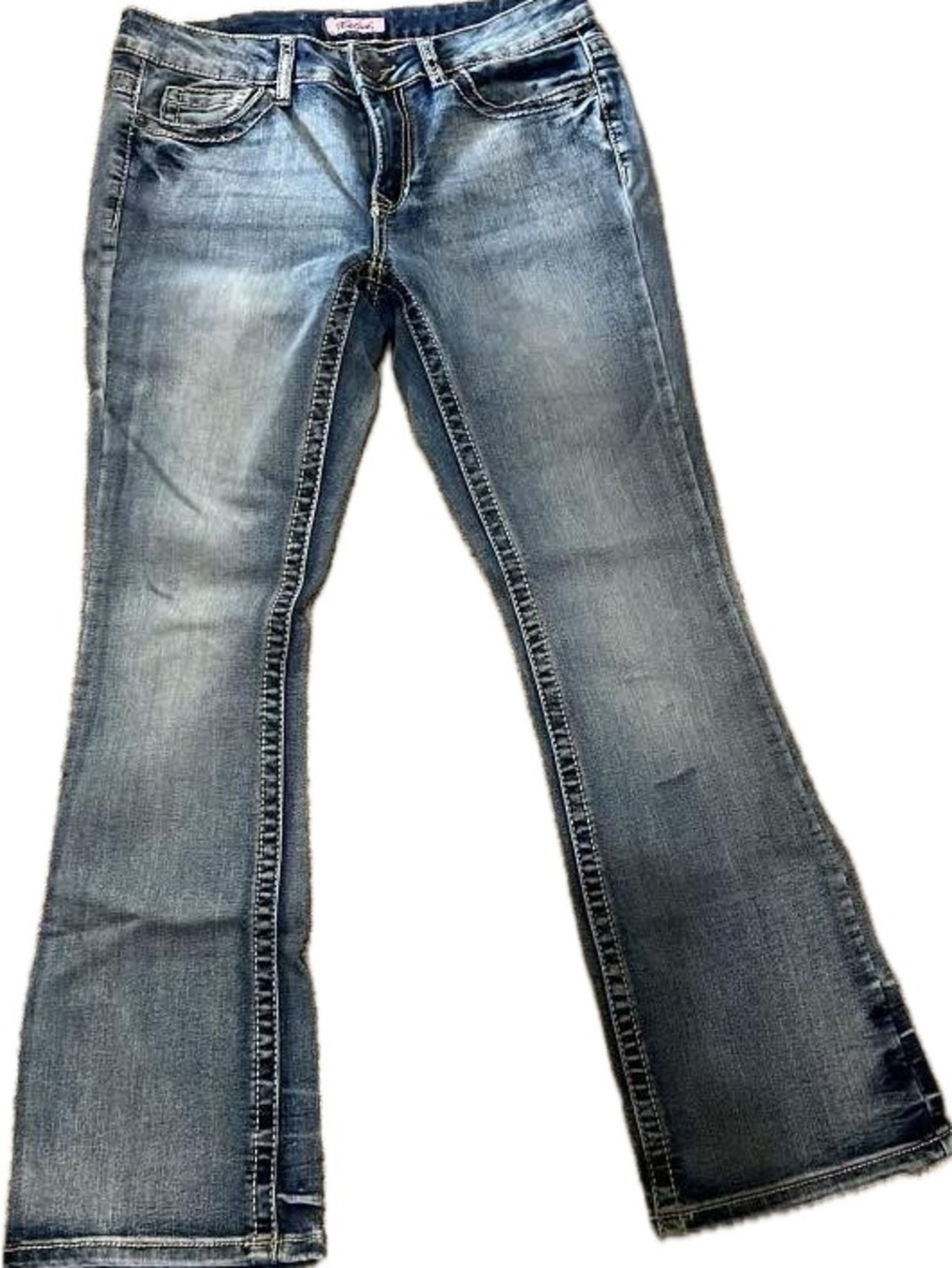 Vintage Wash Blue Flare Jeans - Wide Leg Denim